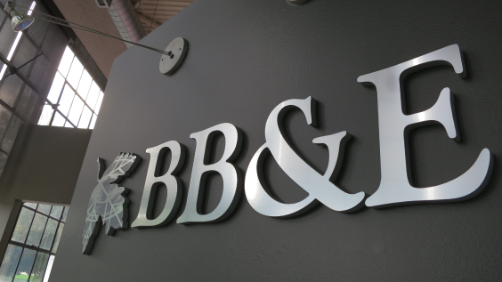 The BB&E headquarters sign